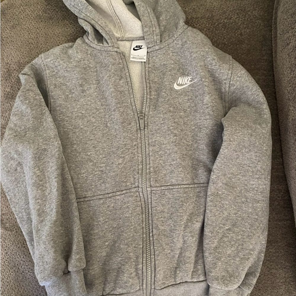 Nike Kids Light Gray Zip-Up Hoodie